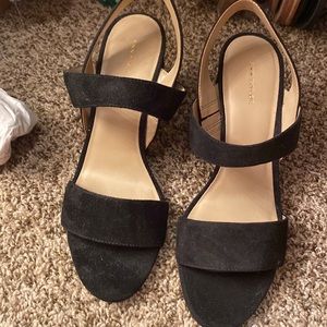 Ann Taylor Black Suede Leather Sandal